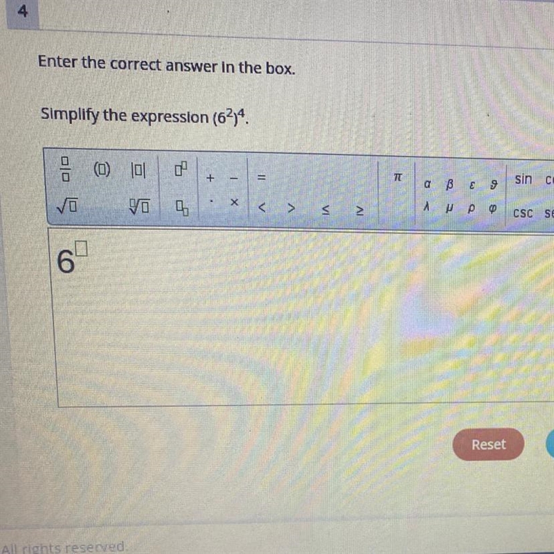 Enter the correct answer in the box. Simplify the expression (62,4.-example-1