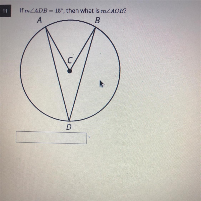 If ADB= 15° then What is ACB-example-1