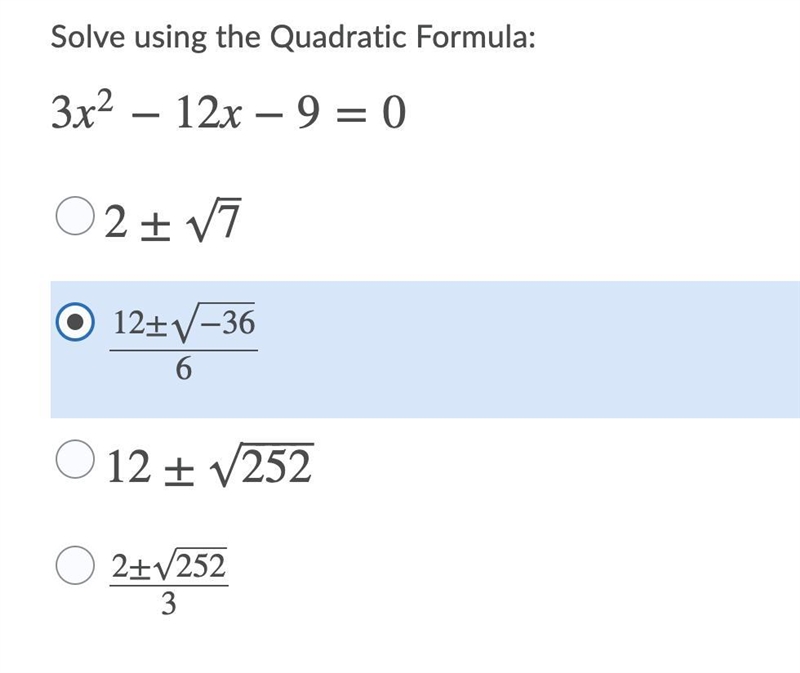 Solve using the Quadratic Formula: 3x2−12x−9=0-example-1