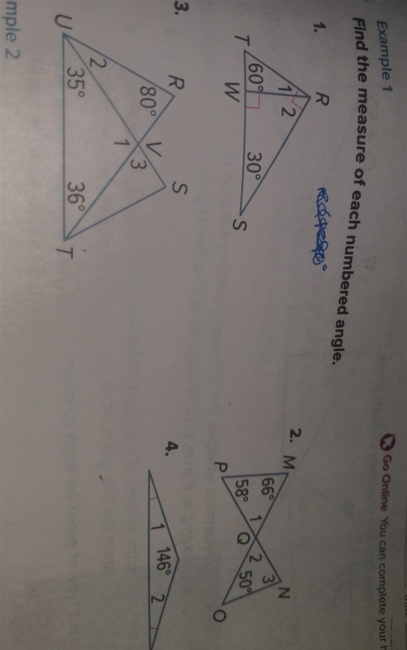 Find the measure of each numbered angle.​-example-1