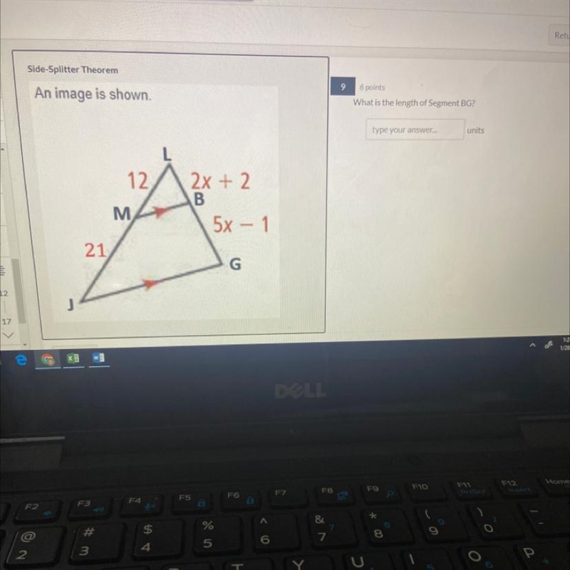 What is the length of Segment BG and LB? Can y’all give me a little explanation too-example-1