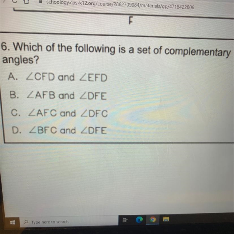 Which of the following is a set of complementary angles ?-example-1