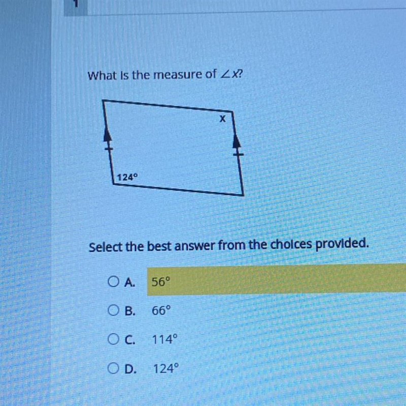 What is the measure of 2X? х 1240 Select the best answer from the choices provided-example-1