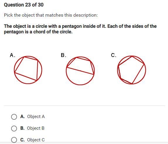 the object is a circle with a pentagon inside of it each of the sides of the pentagon-example-1