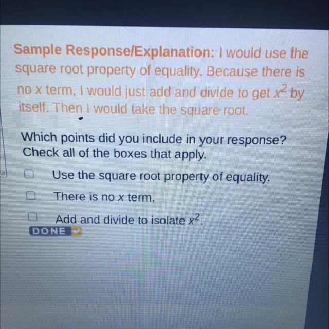 What method would you choose to solve the equation 2x2 - 7 = 9? Explain why you chose-example-1