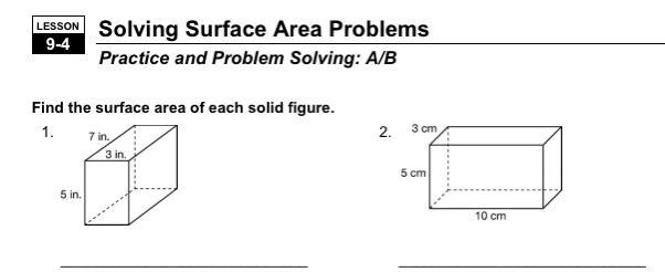 I need to know the surface area of both 1 and 2 please-example-1