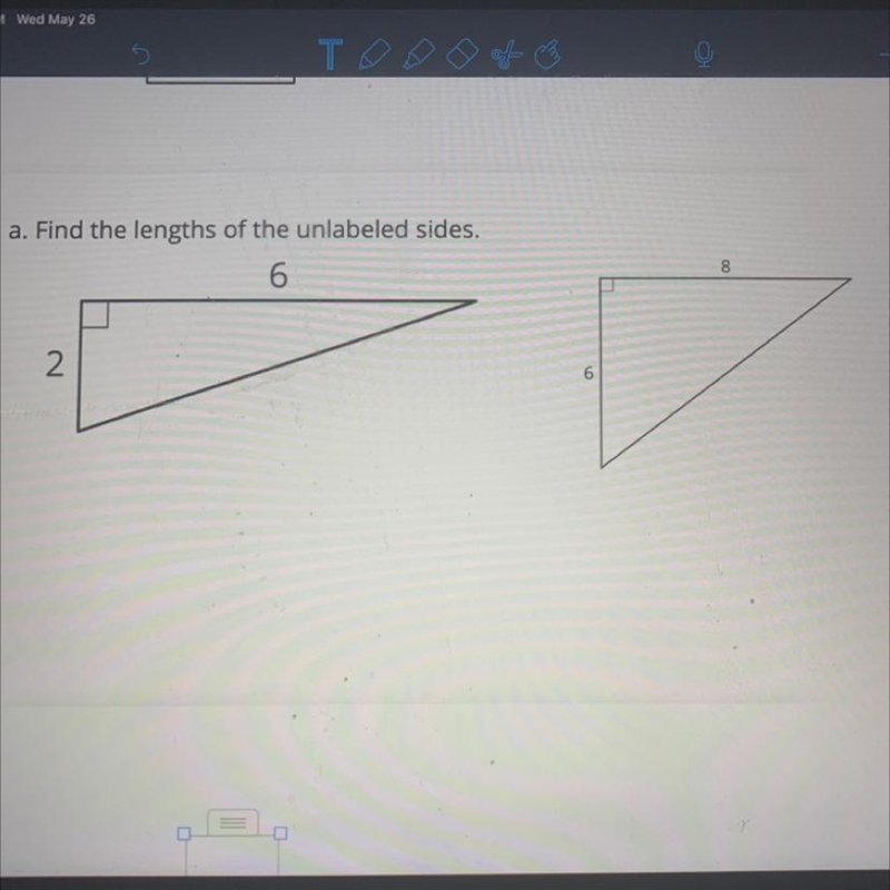 1. a. Find the lengths of the unlabeled sides.-example-1