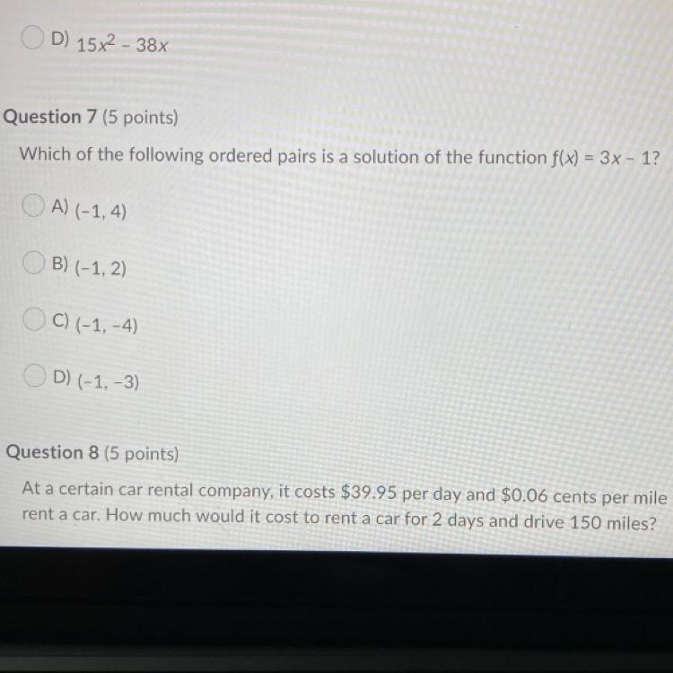 Which of the following ordered pairs is a solution of the function f(x)=3x-1-example-1