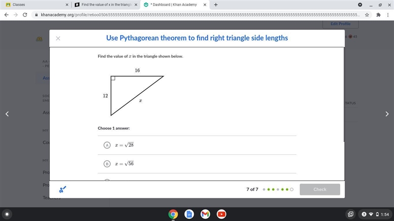 Find the value of x in the triangle shown below a.x=28 b.x=56 c.x=28 d.x=20-example-1