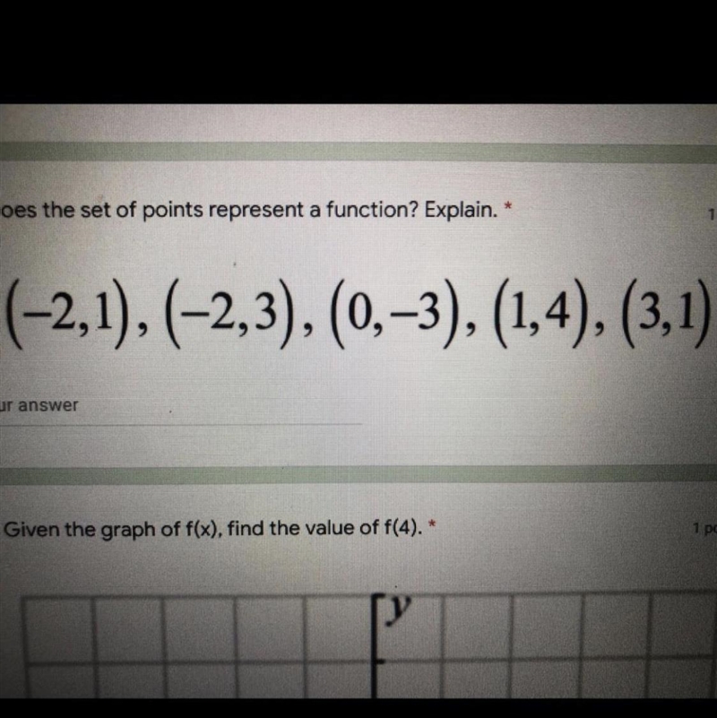 Does the set of points represent a function? Explain.-example-1