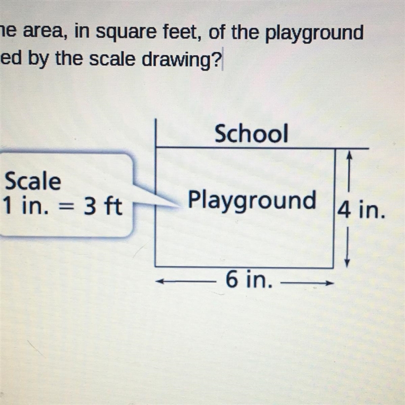 What is the area, in square feet, of the playground represented by the scale drawing-example-1