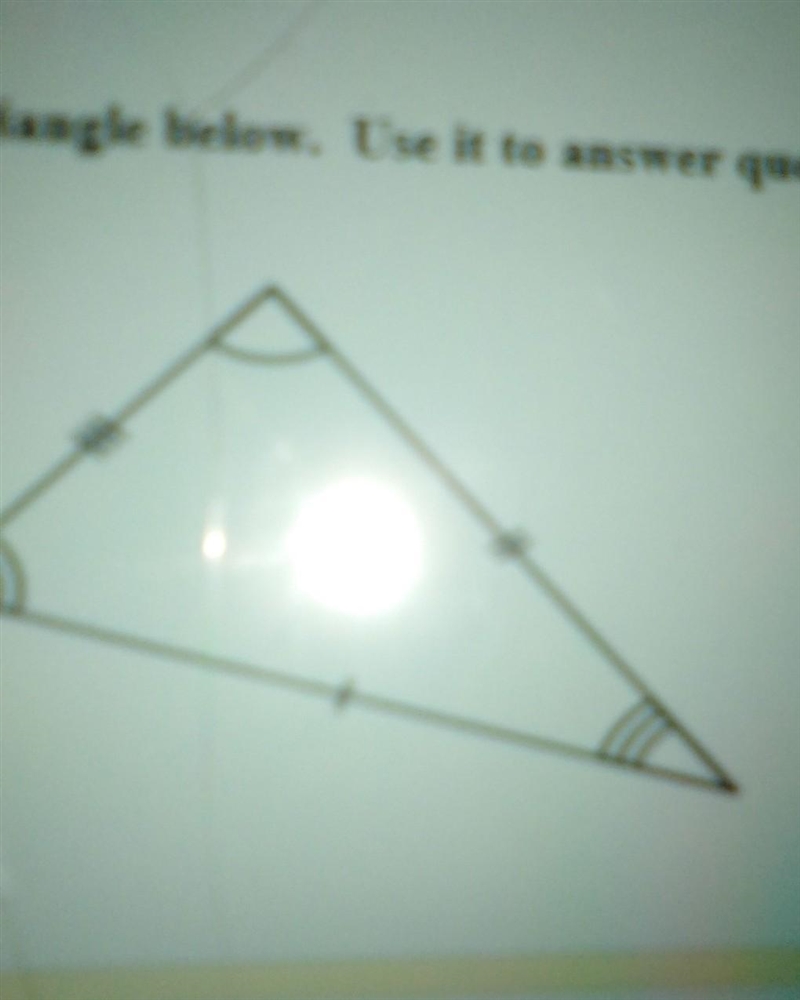 Examine the triangle below. Use it to answer question 31. Question 3 What type of-example-1