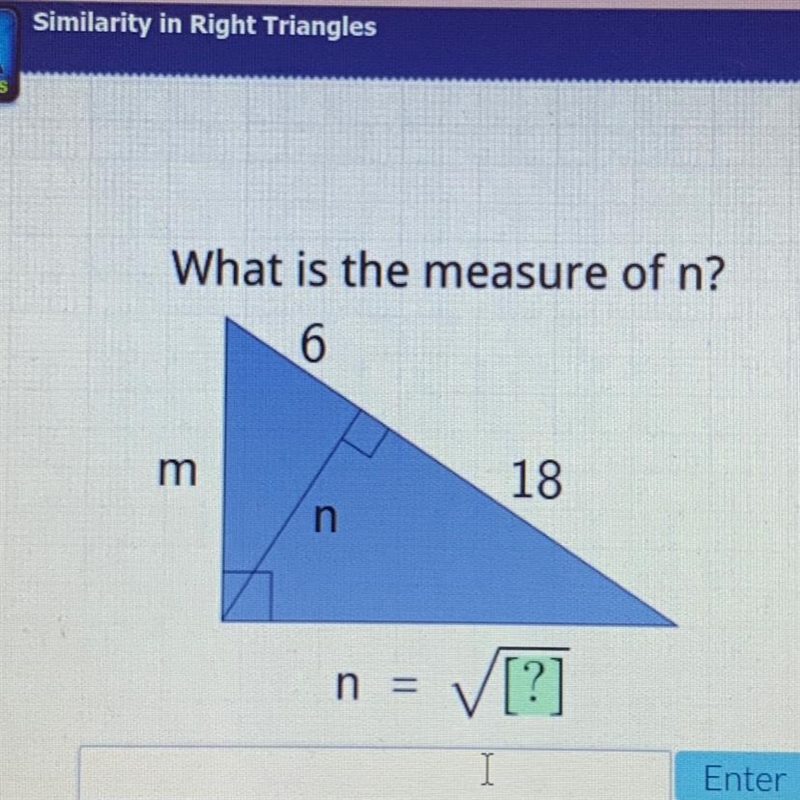 What is the measure of n? 6 m 18 n n = V[?]-example-1