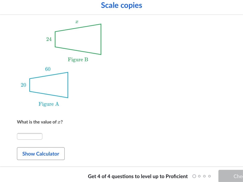 Figure A is a scale image of Figure B Find the value of x-example-1