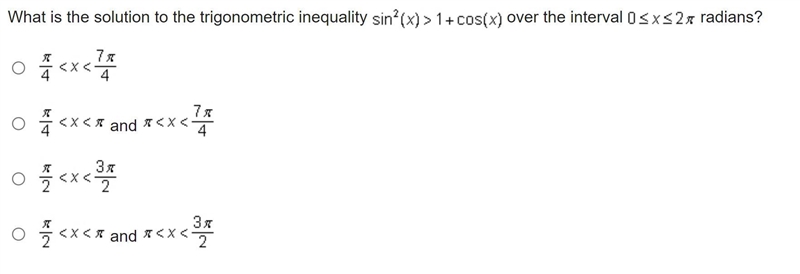 What is the solution to the trigonometric inequality sin(x)>1+cos(X) over the interval-example-1