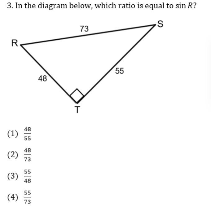 In the diagram below which ratio is equal to sin R-example-1