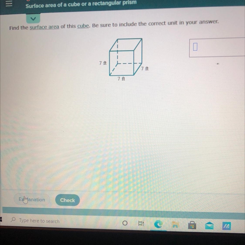 Find the surface area of this cube. Be sure to include the correct unit in your answer-example-1