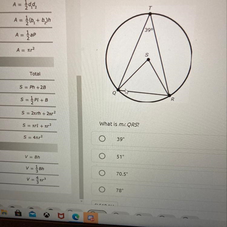 Plz help ASAP 20 points What is m A.39° B. 51° C.70.5° D.78°-example-1