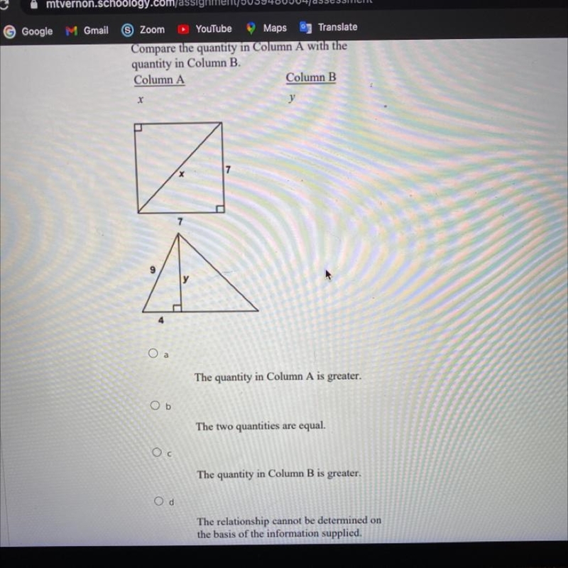 Compare the quantity in Column A with the quantity in Column B.-example-1