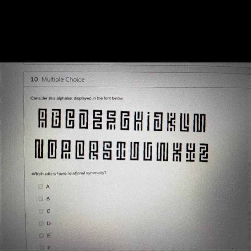 Which letters have rational symmetry? 20 points!!!!!-example-1