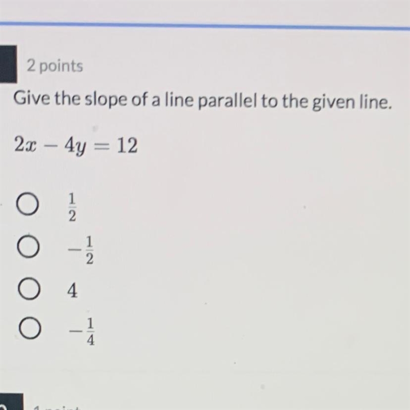 Give the slope of a line parallel to the given.-example-1