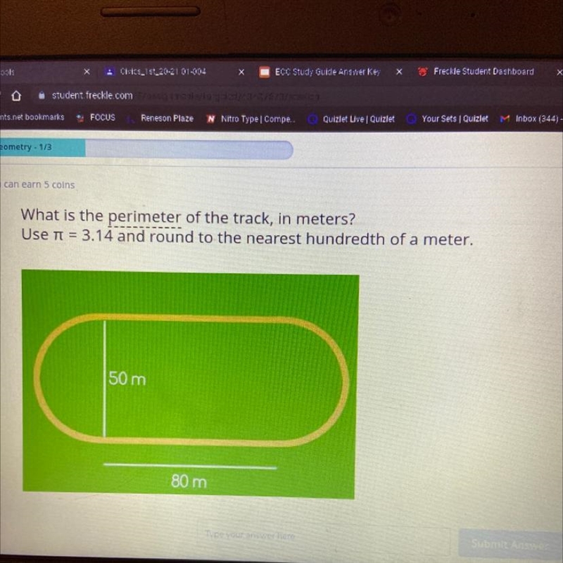 What is the perimeter of the track, in meters? Use tt 3.16 and round to the nearest-example-1