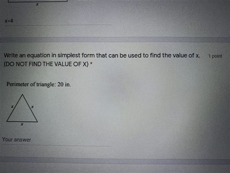 Write an equation in simplest form that can be used to find the value of x. (Don’t-example-1