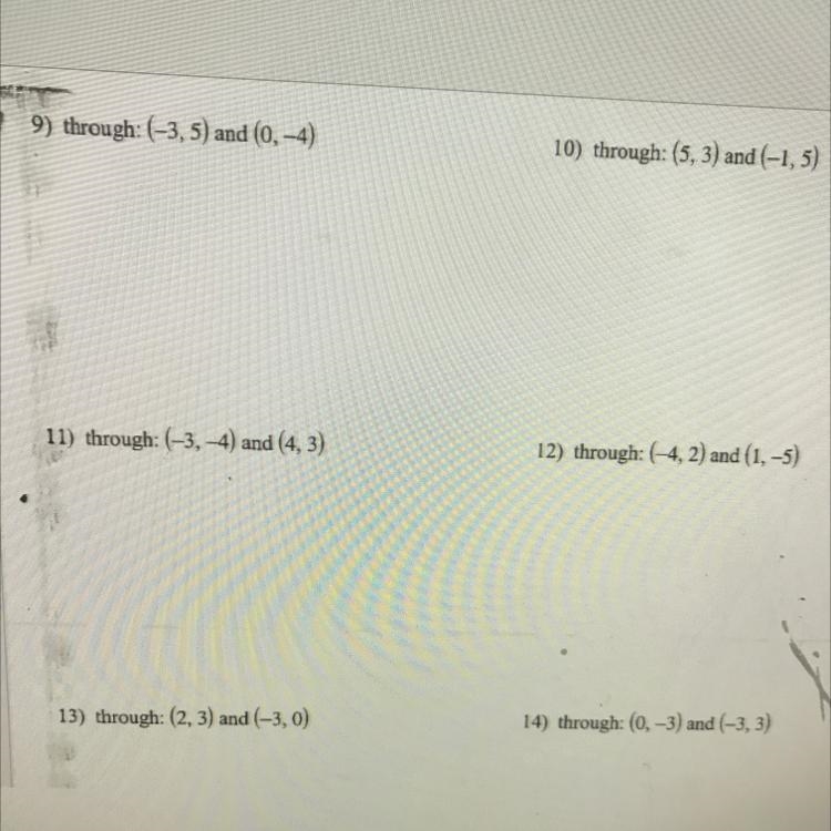 Write the slope intercept form of the equation of the line through the given points-example-1