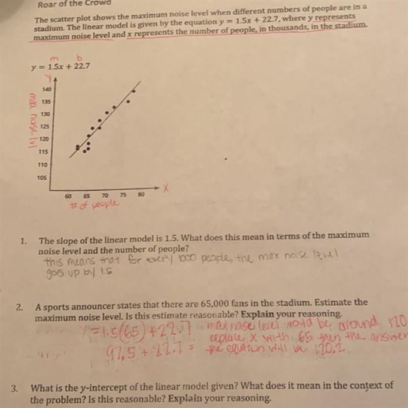 Please answer number 3. what does the y int mean in the context of this problem?-example-1