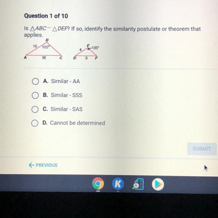 Is triangle abc ~ triangle def ?-example-1