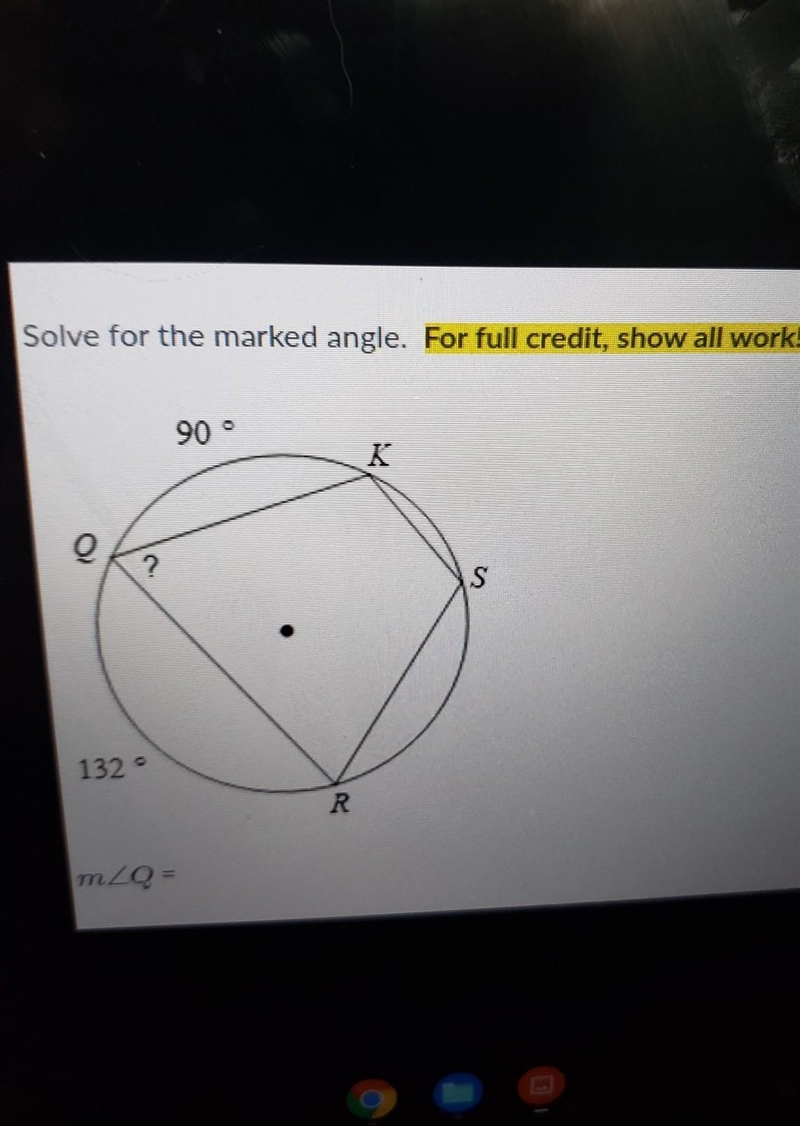 Solve for the marked angle. ​-example-1