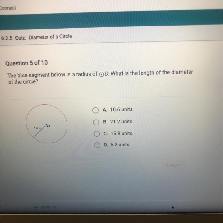 The blue segment below is a radius of OO. What is the length of the diameter of the-example-1