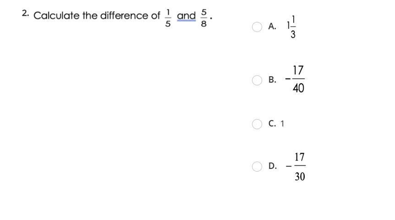 Calculate the difference of 1/5 and 5/8-example-1