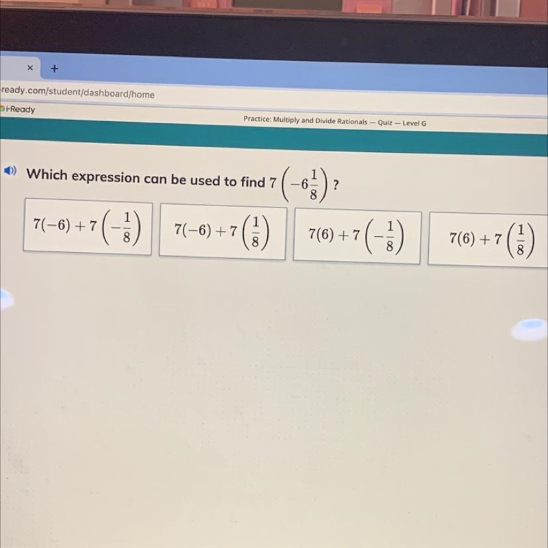 Which expression can be used to find 7 -6 ? 7(-6) +7 7(-6) +7 7(6) + 7 7(6) + 7 ()-example-1