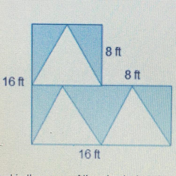 A composite figure has three congruent triangles removed from it. What is the area-example-1