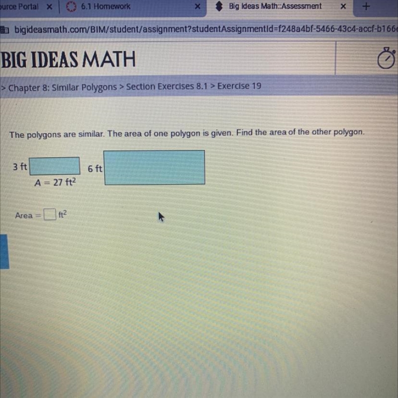 Find the area of the other polygon area=__ft-example-1