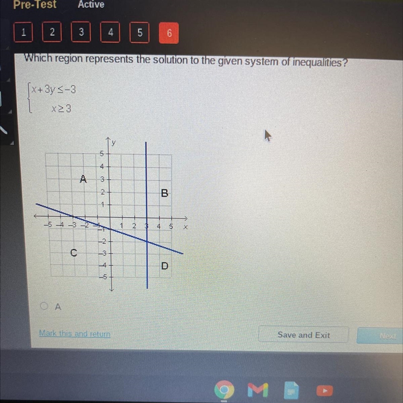 Which region represents the solution to the given system of inequalities?-example-1