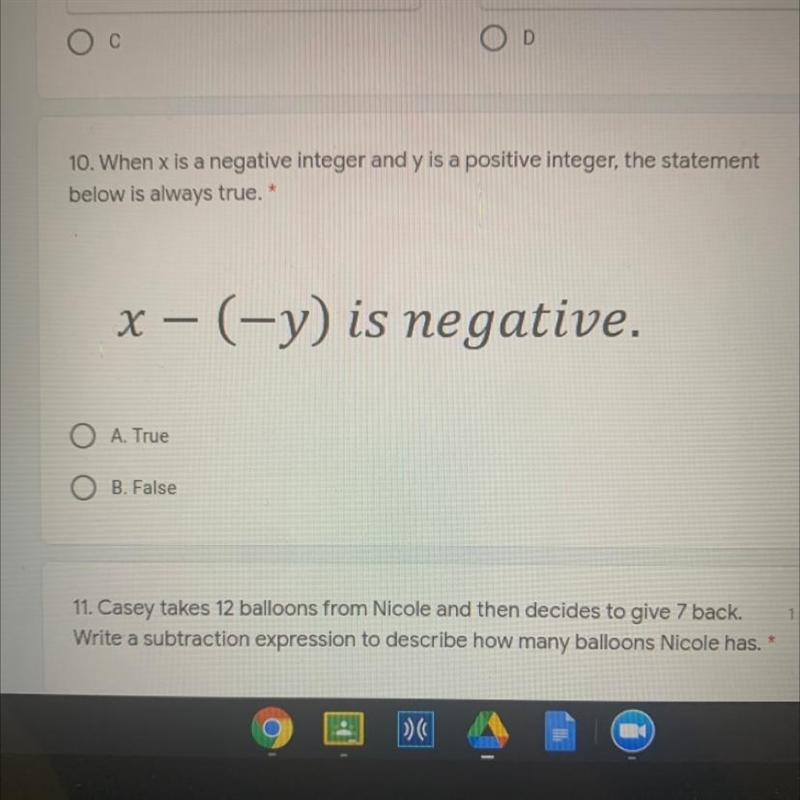 When x is a negative integer and y is a positive integer, the statement below is always-example-1