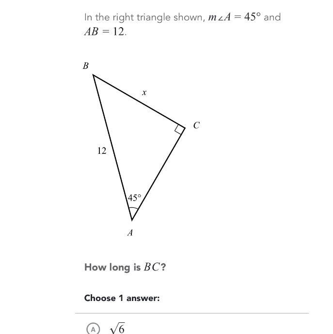 A) square root 6 B) 6 C) 6 square root 2 D) 12 E) 12 square root 2 Please help-example-1