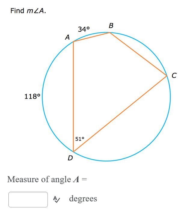 Find m Measure of angle A =-example-1