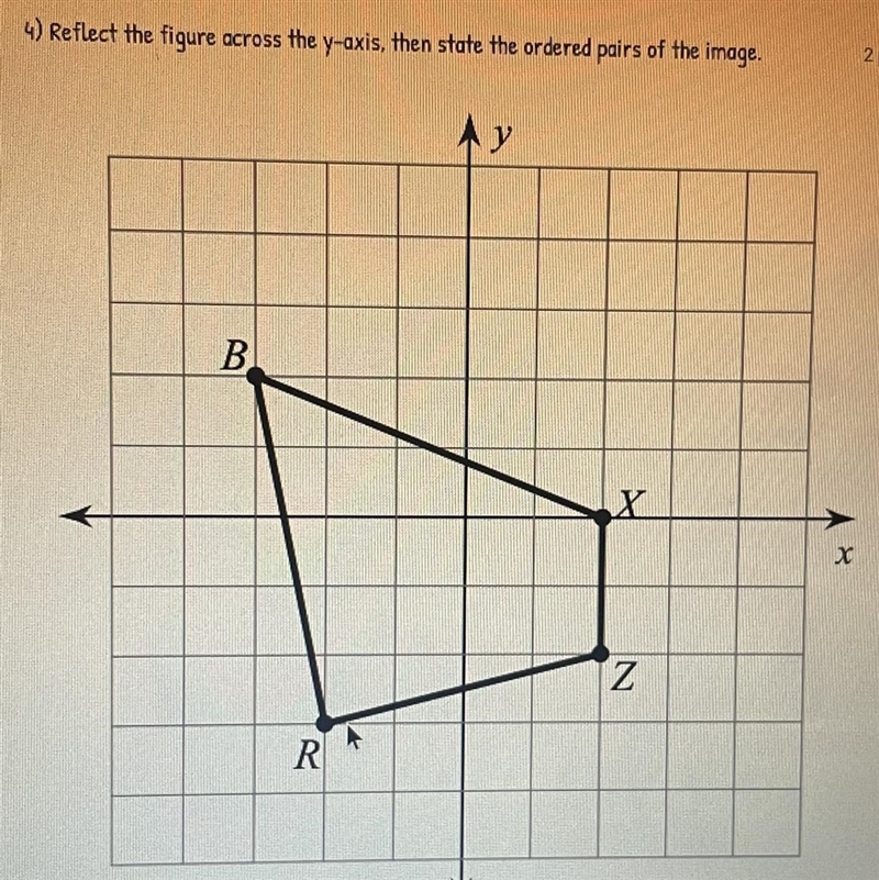 Reflect the figure across the y- axis, then state the ordered pairs of the image. May-example-1