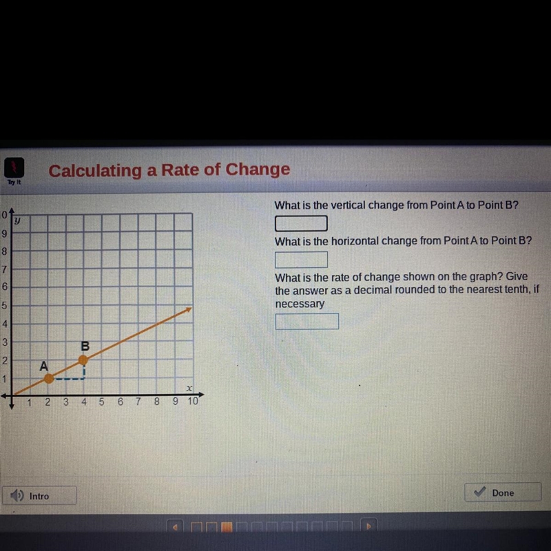 What is the vertical change from point a to point b what is the horizontal change-example-1