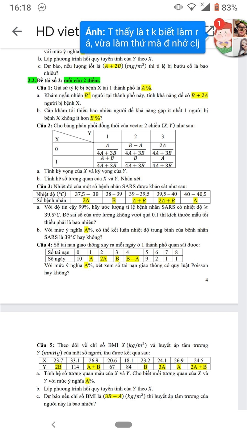 Giả sử tỷ lẹ bệnh nhân tại 1 thành phố là a% khám ngẫu nhiên b người tại thành ph-example-1