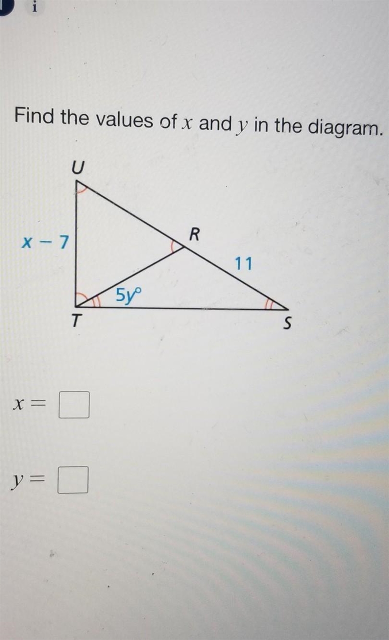 Find the values if x and y in the diagram ​-example-1