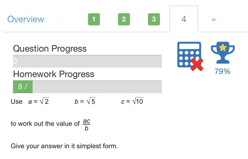 A = root 2 b = root 5 c = root 10 ac/b = ?-example-1