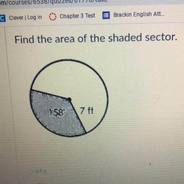 Find the area of the shaded sector. 158°-example-1