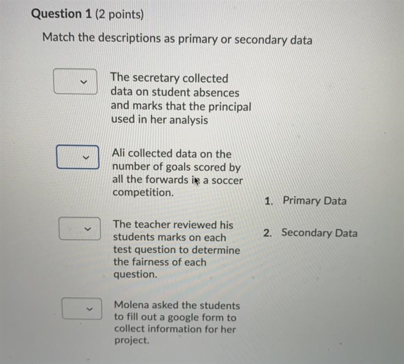 Match the description as primary or secondary data-example-1