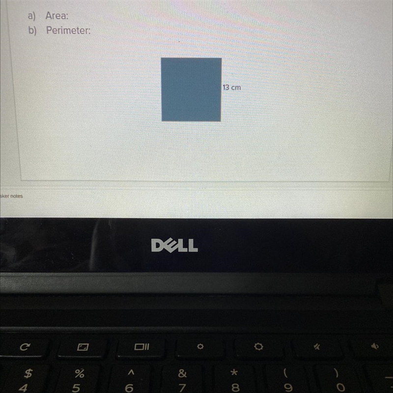 A) Area: b) Perimeter: 13 cm add speaker notes-example-1