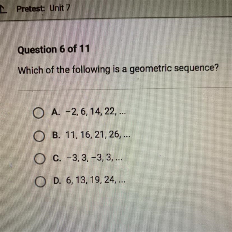 Which of the following is a geometric sequence-example-1