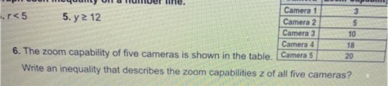 Can someone please help me on number 6 with writing the inequality-example-1